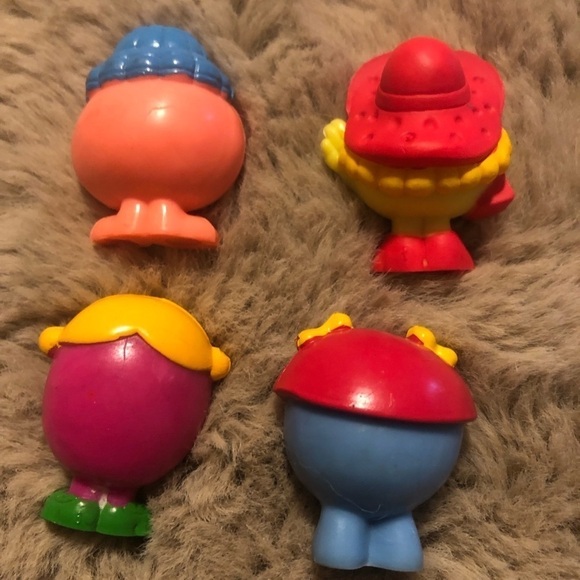 VTG 80’s Arby’s Mr. Men Rubber Mini Miniature Toy Figurines x4 / Approx 1.6” - Picture 2 of 3
